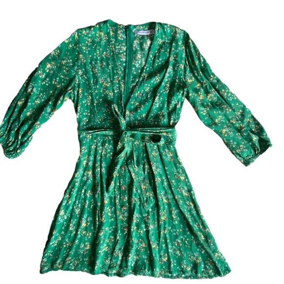 FAITHFULL The Brand Margot Cap Estel Ditsy Floral Dress Sz M 6 Kelly Green - Picture 2 of 11